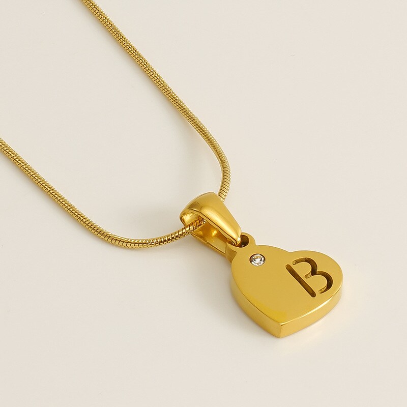 Gold color / 1 Piece Simple Series Simple Letter B Stainless Steel 18K Gold Plated Rhinestone Unisex Pendant Necklaces Picture2